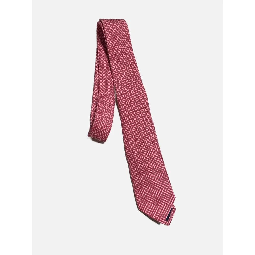 Vineyard Vines Silk Tie‎ Kids OS Pink Micro Grid Geometric Preppy Formal Dressy